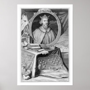 Alfred the Great (849-99) King of Wessex, engraved Poster