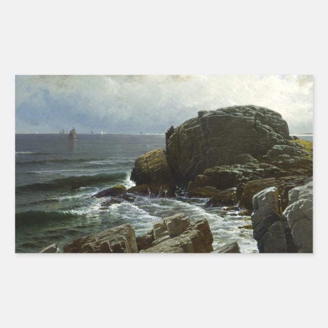 Alfred Thompson Bricher - Castle Rock, Marblehead Rectangular Sticker (Front)