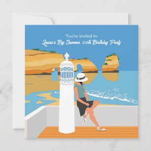 Algarve beach girl big birthday party invitation