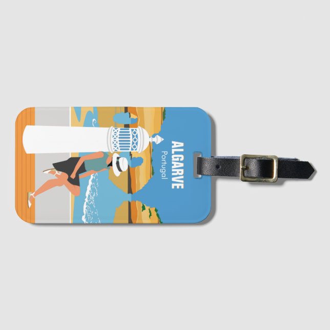 Algarve beach girl travel vintage style luggage tag (Front Horizontal)