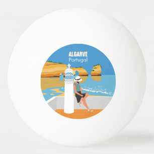 Algarve beach girl travel vintage style ping pong ball