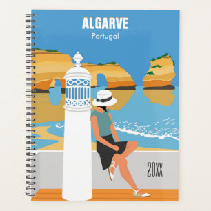 Algarve beach girl travel vintage style planner