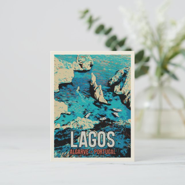 Algarve Lagos coast Portugal travel  Postcard (Standing Front)