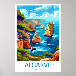Algarve National Park Poster Travel Ski Vintage
