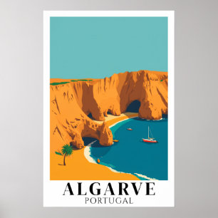 Algarve Portugal Beach Vintage Travel Art Poster