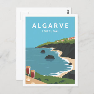 Algarve Portugal Famous Travel Place Illustration Postcard
