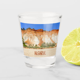 Algarve Portugal Praia da Falesia Beach and Rocks Shot Glass