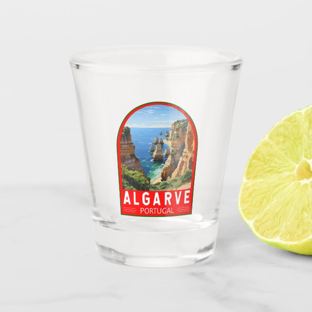 Algarve Portugal Travel Art Vintage Shot Glass (Front)