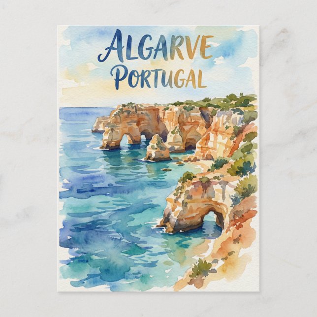 Algarve Portugal water color Postcard (Front)