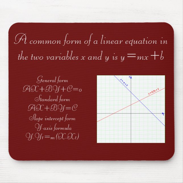 Algebra Linear Equation Formula Mouse Pad (Front)