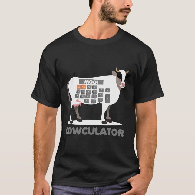 Algebra Math Calculator Funny Problem Solver Cow M T-Shirt (Front)