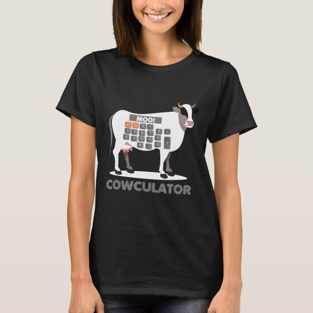 Algebra Math Calculator  Problem Solver Cow Moo T-Shirt (Front)