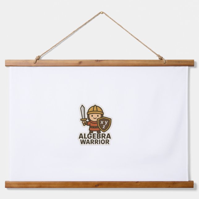 Algebra Warrior Sticker – Cute Math Hero  Hanging Tapestry (Front)