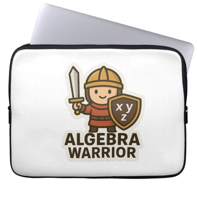 Algebra Warrior Sticker – Cute Math Hero  Laptop Sleeve (Front)