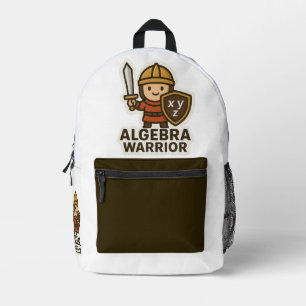 Algebra Warrior Sticker – Cute Math Hero Printed Backpack