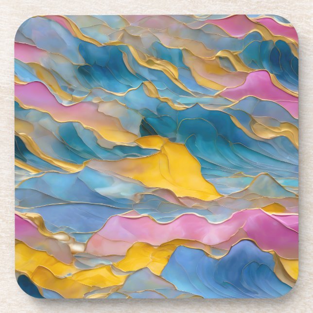 “Algeciras” Blue Pink Sand Waves Coaster (Front)