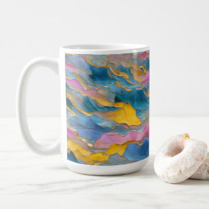 “Algeciras” Blue Pink Sand Waves Coffee Mug