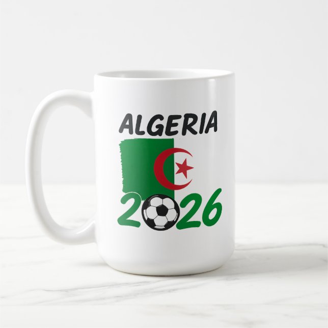 Algeria 2026 Soccer Fan Design with Crescent Star  Coffee Mug (Left)