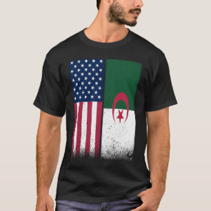 Algeria Algerian American Flags Proud USA Algeria T-Shirt
