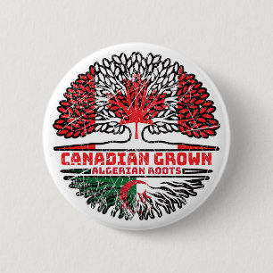 Algeria Algerian Canadian Canada Tree Roots Flag 6 Cm Round Badge
