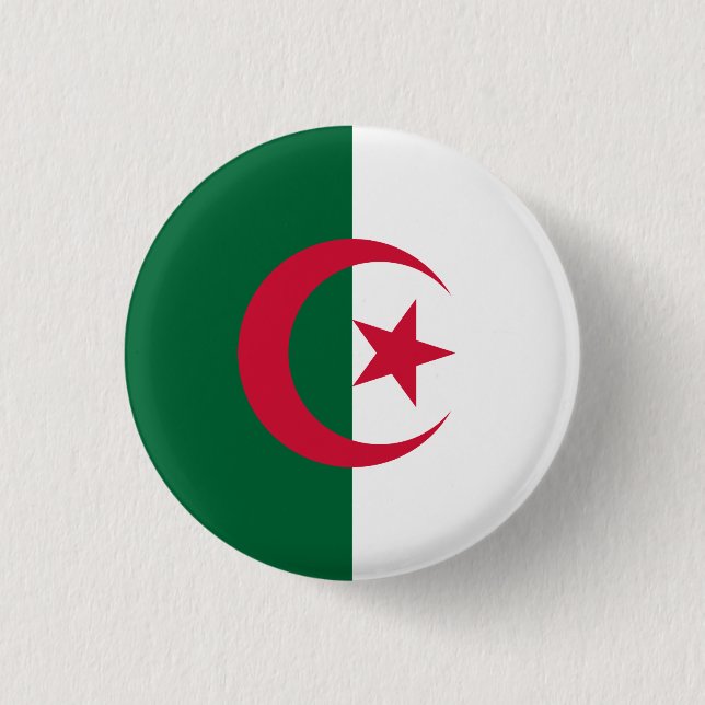 Algeria (Algerian) Flag 3 Cm Round Badge (Front)