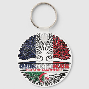 Algeria Algerian French France Tree Roots Flag Key Ring