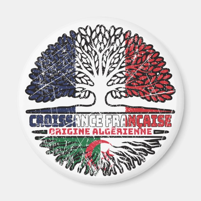 Algeria Algerian French France Tree Roots Flag Magnet (Front)