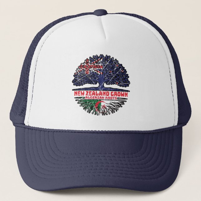 Algeria Algerian New Zealander New Zealand Tree Trucker Hat (Front)