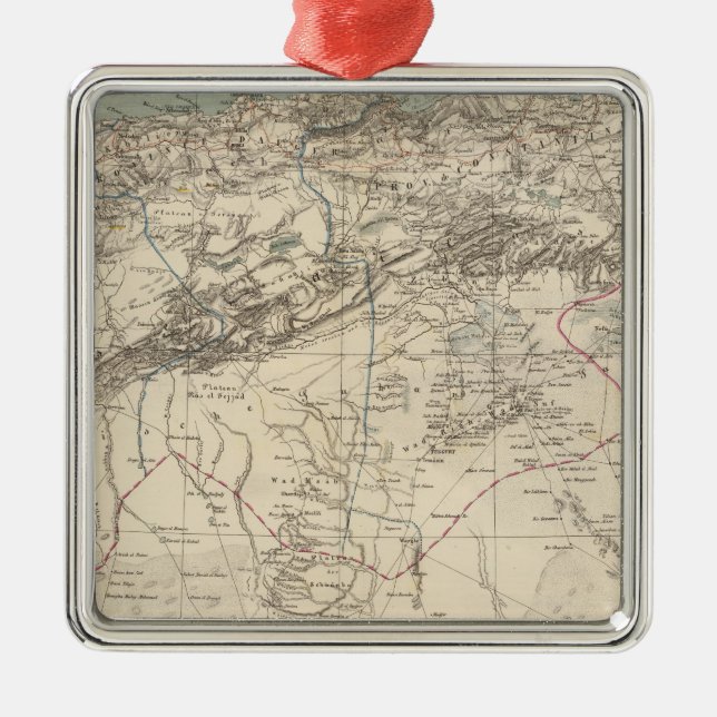 Algeria Atlas Map Metal Tree Decoration (Front)