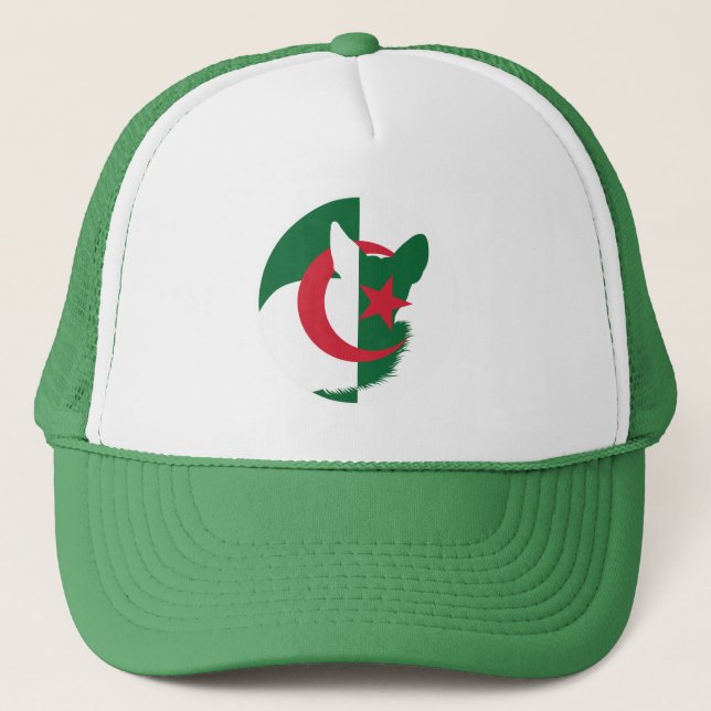 Algeria Fennec Fox Algerian National Animal Flag Trucker Hat (Front)