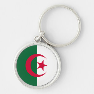 Algeria Flag Button Key Ring