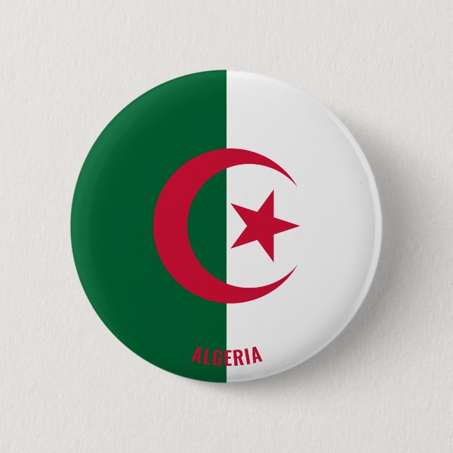 Algeria Flag Charming Patriotic Button (Front)