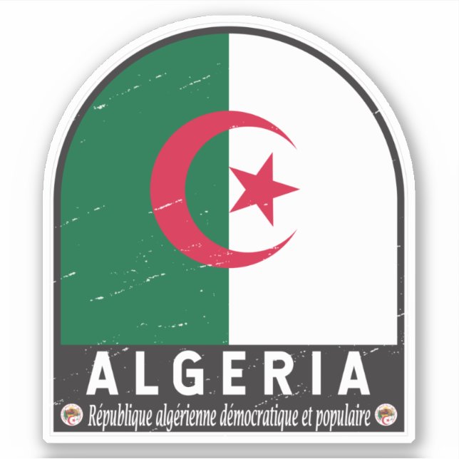 Algeria Flag Emblem Distressed Vintage (Front)