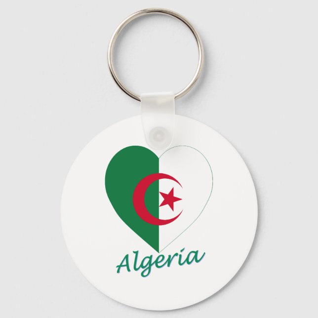 Algeria Flag Heart Key Ring (Front)
