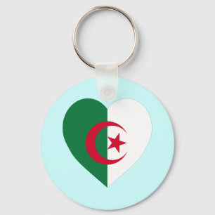 Algeria Flag Heart Key Ring