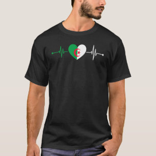 Algeria Flag Heartbeat Algerian Pride Algerian Her T-Shirt