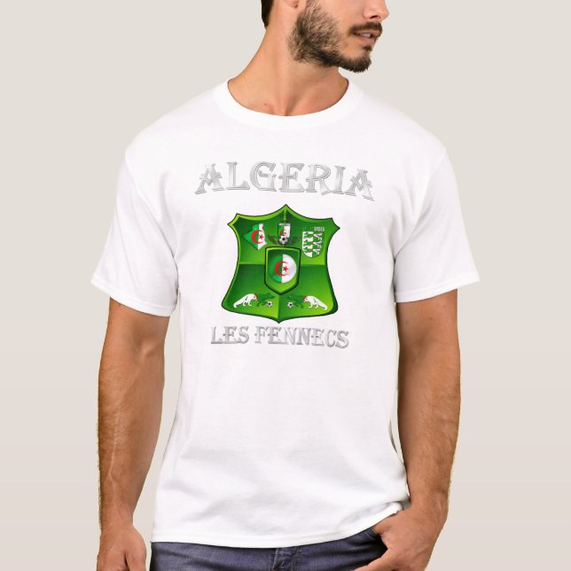 Algeria flag Les Fennecs Soccer Football shield T-Shirt (Front)