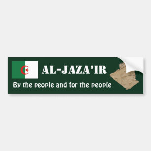 Algeria Flag + Map Bumper Sticker