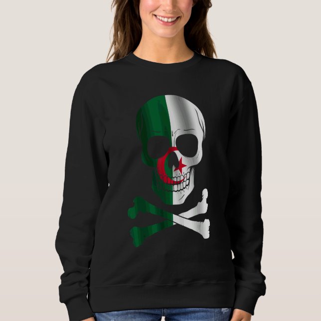 Algeria Flag Skull Flag Algeria Sweatshirt (Front)