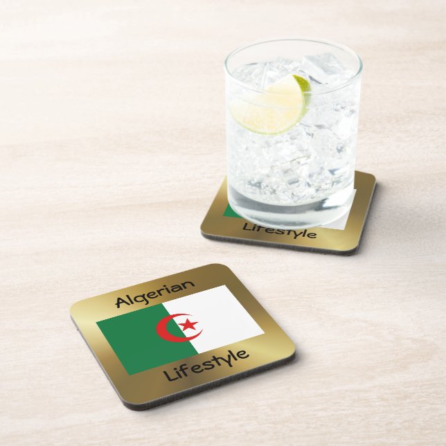 Algeria Flag+Text Coaster (Right Side)