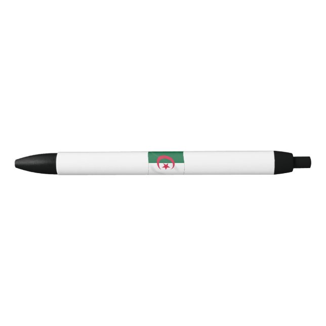Algeria Flag Waving Black Ink Pen (Front)