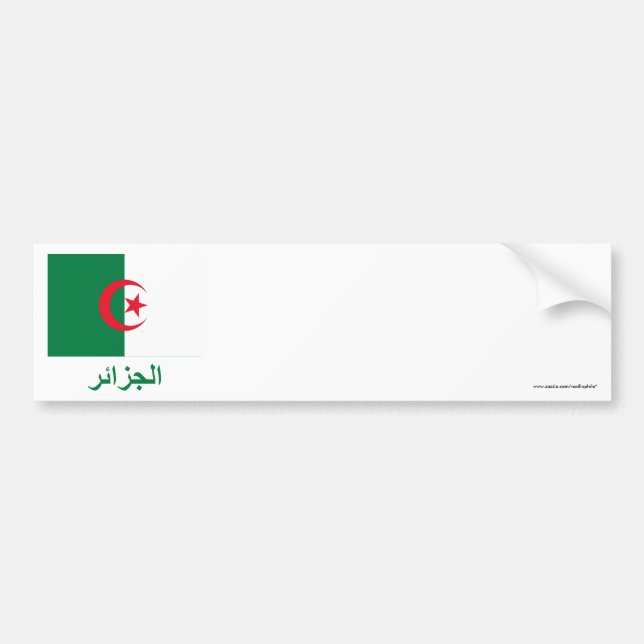 Algeria Flag with Name in Arabic Bumper Sticker (Front)