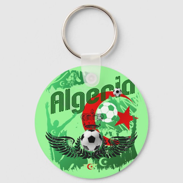 Algeria grunge art Football fans Algerie gifts Key Ring (Front)