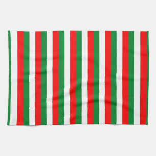 algeria Lebanon Oman Italy flag stripes red white  Tea Towel