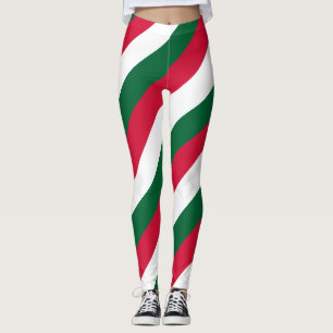 Algeria National Flag Colours Diagonal Striped Leggings