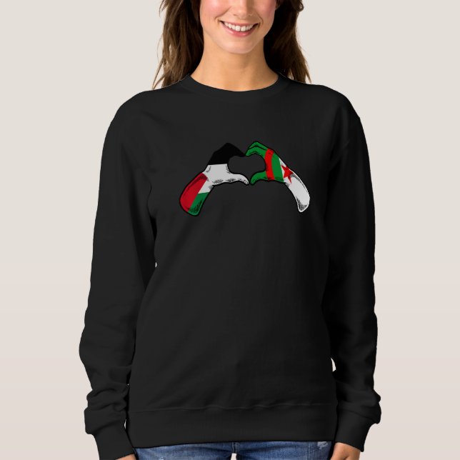 Algeria Palestine Flag  Palestinian Algerian Heart Sweatshirt (Front)