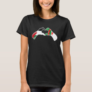Algeria Palestine Flag Palestinian Algerian Heart T-Shirt