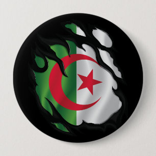 Algeria Ripped Flag 10 Cm Round Badge
