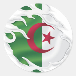 Algeria Ripped Flag Classic Round Sticker