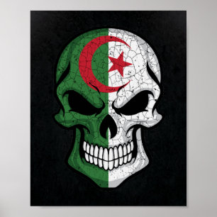 Algeria Smiling Skull Flag Poster
